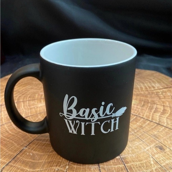 New coffee/tea mug set of 2 black white “Basic Witch” - Picture 2 of 4